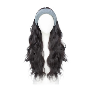 Peluca con diadema de una pieza para mujer, corona alta, cabello largo y rizado ondulado, peluca realista de media cabeza y cabeza completa para mujer - Product Image 1