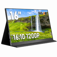 Moniteur de voyage AHXJKA 16 pouces double écran 1920x1200 1200P 16:10 60Hz avec étui en cuir, un seul câble, écran supplémentaire pour Win Mac Console