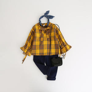 Online Shopping Www Xxx Girls Photo Fashion Latest Styles <b>Normal</b> Design Plaid Blouse With Frill Sleeve - Product Image 5