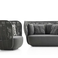 Ensemble de canapés d'extérieur modernes et minimalistes en alliage d'aluminium, étanches, modèle B11-005, pour hôtel et villa, balcon, cour