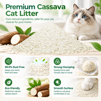Litière pour chat en manioc naturel de qualité supérieure, anti-éclaboussures, pour commande en gros, destinée aux magasins d'articles pour animaux de compagnie