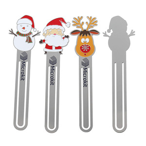 Marcapáginas de Metal Personalizado con Diseño Navideño de Papá Noel y Muñeco de Nieve, en Latón y Acero Inoxidable - Product Image 3