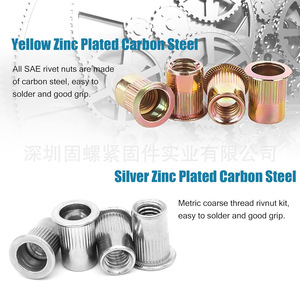 Rivet Nuts Set 400Pcs Sae Standard Galvanized Carbon Steel Knurled Head Self Tapping Rivets With Washer - Product Image 3