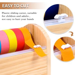 Wooden Tape Dispenser Solid <b>Pine</b> Wood Desktop Organizer For Office Craft Storage Rack With Non Slip Mat - Product Image 2