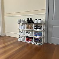 Meuble à chaussures pliable multi-niveaux en plastique, design moderne, organisateur pour espaces étroits, grande capacité, armoire de rangement pour entrée domestique