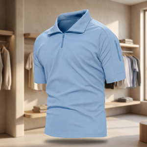 Camiseta Polo con Cierre para Hombre, Antiarrugas, Tejido Sólido, Secado Rápido, Transpirable, Manga Corta, para Senderismo - Product Image 2
