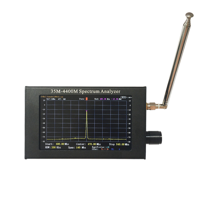 Handheld Spectrum Analyzer 35MHz-4400MHz Aluminum Alloy Case Built-in 2000mAh Battery LCD Display RF Signal Testing Analyzer