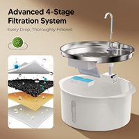 Fontaine à eau pour chien Elecpet en plastique 7L avec plateau en acier inoxydable, filtration 4 couches, fenêtre de visualisation et LED pour distributeur d'eau pour animaux de compagnie