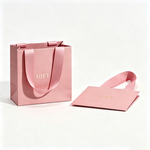 OEM Custom Luxury Pearlescent Paper Gift <b>Bags</b> with Ribbon Handle & Gold Foil Logo - Sustainable Packaging for Gifting Wholesale - Product Image 2
