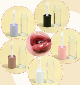 Custom Logo Lip Glaze Lipgloss Tube Eyeliner Mascara Tube Screw Cap Skin Care pink White <b>Round</b> Lip Gloss with Big <b>Brush</b> - Product Image 3