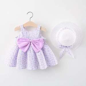 2022 Summer Small Floral Big Bow Straw <b>Hat</b> Skirt <b>Hat</b> Girls Suspender Dress Send <b>Hat</b> Children Clothes Girls' Dresses - Product Image 3