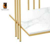 Ensemble de tables basses et d'appoint modernes nordiques en pierre frittée blanche, tables d'appoint doubles carrées