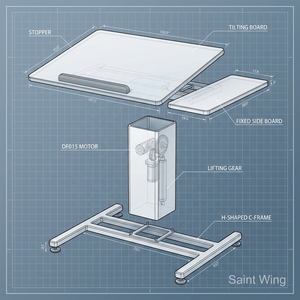 <span class=keywords><strong>Table</strong></span> <span class=keywords><strong>de</strong></span> <span class=keywords><strong>Chevet</strong></span> Électrique Intelligente Saint Wing DF015 - Bureau Mobile à Cadre en C Inclinable et Réglable en Hauteur (71-121 cm) avec Mémoire - Product Image 6
