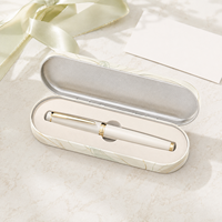 Boîte en métal à charnière vide avec logo personnalisé, étui mince en métal pour cadeaux de stylos-plume de luxe