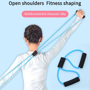 Gym à domicile Fitness Figure 8 Bande de résistance au latex Conception en boucle fermée Poignées en mousse souple Entraînement physique résistant aux exercices de yoga - Product Image 5