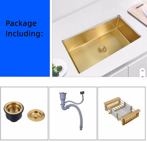 Évier de cuisine de luxe en or, évier utilitaire pour camping-car, évier en acier inoxydable à cuve unique, évier de cuisine profond et <span class=keywords><strong>petit</strong></span> avec plateau - Product Image 5