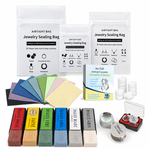 Jewelry Starter <b>Kit</b> Anti Tarnish Sealing Bags <b>Polishing</b> Cloth Cleaning Tablets Wax Jeweler Loupe Storage Case - Product Image 4