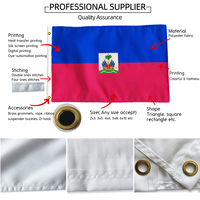 Drapeau haïtien BOLISI 90*150cm en polyester imperméable, impression découpée, style fanion national 3x5, vente en gros