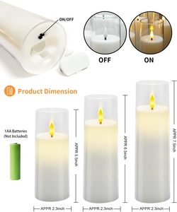 Flameless LED Pillar Candles Clear Holders <b>Battery</b> Operated Realistic Flickering Flame Eco-Friendly Diwali Christmas Wedding - Product Image 3