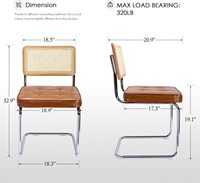 Ensemble de 2 chaises de salle à manger Zesthouse Modern Farmhouse Mid Century Breuer Design, pieds chromés en forme de L, sans accoudoirs, revêtement en simili cuir