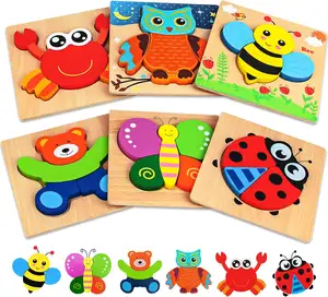 Rompecabezas de madera personalizados para niños pequeños de 1 a 3 años, juguetes Montessori, juguetes educativos de aprendizaje para niñas y niños