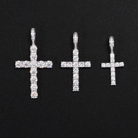 Pendentif croix Offre Spéciale de 2mm à 5mm de largeur, argent massif 925 avec couleur D Moissanite Hip Hop pendentif croix pour collier
