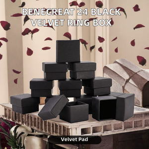 24Pcs Set Black Square Paper Jewelry Boxes, Rigid Lid-Base Cardboard Boxes, Box for Ring <b>Earring</b> Pendant Jewelry Gift <b>Packing</b> - Product Image 2
