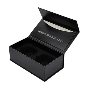 Boîte-cadeau de fermeture de couvercle magnétique de luxe en carton rigide en forme de livre noir de quantité minimale de commande bas boîte de fermeture magnétique avec mousse
