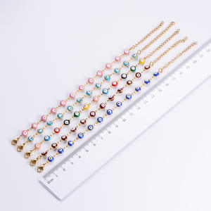 Toptan türk takı sıcak Sale18k altın kaplama kadınlar için türk nazar boncuklu bileklik Vintage renkli emaye paslanmaz bilezik - Product Image 5