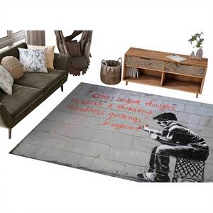 Alfombra Banksy Graffiti de Estilo Tradicional, Ecológica, con Base de Látex y Lana, Alfombra de Chenilla con Estampado de Patchwork - Product Image 1