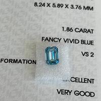Bijoux Lanphear, diamant de laboratoire bleu fantaisie taille émeraude de 1,86 ct, très bonne finition, certifié IGI, pour la production de bijoux en gros