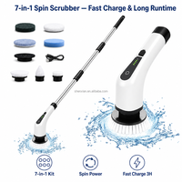 Brosse de nettoyage électrique rotative 7 en 1 sans fil, charge rapide, longue autonomie pour la douche, la salle de bain, le sol