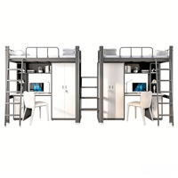 Lit superposé personnalisé en acier inoxydable avec bureau et armoire – Idéal pour dortoir, hôtel, appartement, chambre à coucher, lit mezzanine – Rangement gain de place pour étudiants