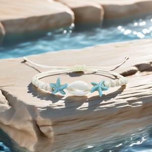 Starfish Shell Woven Bracelet Unisex <b>Beach</b> Jewelry Summer <b>Accessory</b> Yiwu Origin YM-0560 - Product Image 1