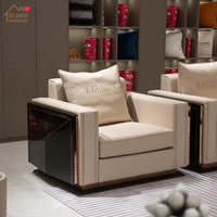 Ensemble de canapés de salon en cuir de style italien de luxe, design personnalisé pour toute la maison, avec structure en bois massif
