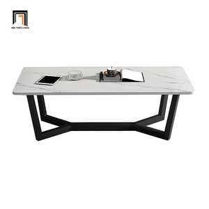 Table en pierre frittée moderne et minimaliste OEM/ODM de haute qualité avec base en chevrons (table design en arêtes de poisson) - Product Image 2