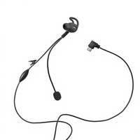 Headset PTT Berkabel Satu Telinga dengan Mikrofon untuk Walkie-Talkie, Kasir, Wasit, Interkom