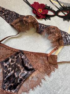 Sous-vêtements et essentiels sous-vêtements sensibles sous-vêtements en dentelle à motif de panthère mince grande poitrine montrer petit soutien-gorge de texte pour les femmes - Product Image 5