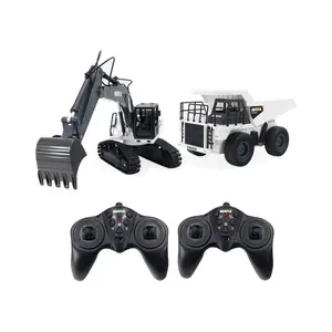 New 2 in 1 Huina 9 channel simulation rc construction excavator dump truck remote control alloy engineering vehicle toy for boy