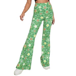 Sitio web independiente <span class=keywords><strong>para</strong></span> Europa y América: Pantalones <span class=keywords><strong>casuales</strong></span> acampanados de cintura elástica estampados <span class=keywords><strong>para</strong></span> uso diario transfronterizo - Product Image 5