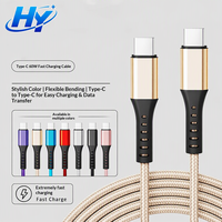 Câbles de transfert de données à charge rapide en nylon double Type-C 60W pour téléphones mobiles iPhone Android, accessoires mobiles en gros