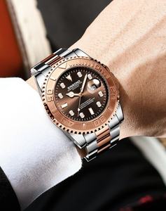 Reloj de Cuarzo de Acero Inoxidable Bicolor Oro Rosa para Hombre, Diseño Simple y Moderno, Resistente al Agua, Luminoso, de Lujo, para Negocios, OEM ODM - Product Image 5