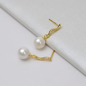 Boucles d'oreilles en argent S925 avec perles de 8-9 mm, JG5354, boucle d'oreille DIY et accessoires de support vide pour femmes, taille 4 mm - Product Image 4