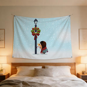 Drapeau 90x150cm représentant un enfant léchant un <span class=keywords><strong>lampadaire</strong></span> dans un jour neigeux, pour réchauffer chaque espace - prêt pour café, bar, maison et fête - Product Image 3