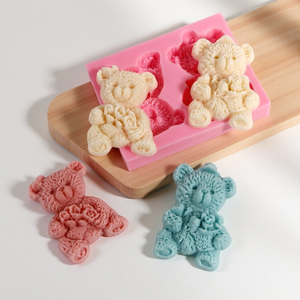 Moule en silicone 3D double ours pour bougie moule en silicone pour bougie décoration de la <span class=keywords><strong>maison</strong></span> moule pour bougie parfumée pour résine vente en gros - Product Image 1