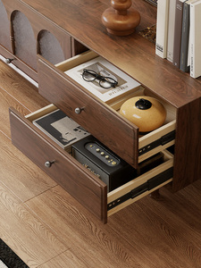 ตู้วางทีวีห้องนั่งเล่นไม้วอลนัทสีดำ ปรับขนาดได้ ไม้แท้ ดีไซน์มินิมอล ประหยัดพื้นที่ ผลิตด้วยมือ พร้อมลิ้นชักและตู้เก็บของอเนกประสงค์ - Product Image 4