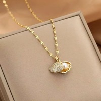 Collar con Colgante de Concha, Cadena con Eslabones de Pétalos de Concha y Circonitas Cúbicas, Joyería Fina para Mujer, Regalo de Moda