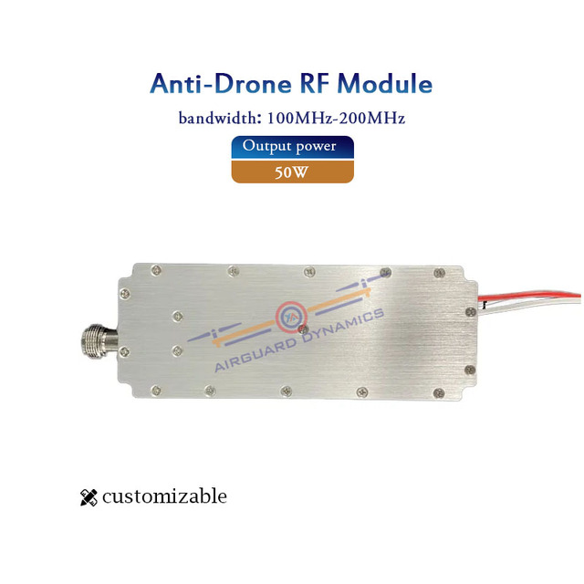 Anti Drone Device PA50W 400MHz-2.4GHz RF Power Amplifier Module with Temperature Control and Standing Wave protection Function