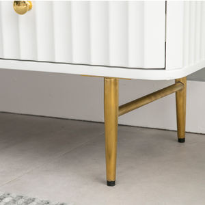 Muebles de sala de estar de estilo francés, puerta de vieiras de madera, mueble de <span class=keywords><strong>TV</strong></span> blanco, consola de unidad multimedia - Product Image 5