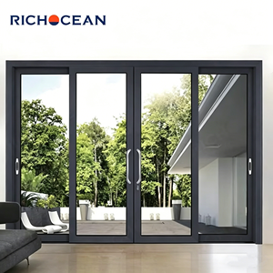 RICHOCEAN Portes coulissantes manuelles en verre trempé coupe-vent de haute qualité <span class=keywords><strong>Porte</strong></span> <span class=keywords><strong>coulissante</strong></span> en aluminium avec système coulissant - Product Image 1